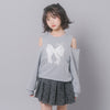 【CHIPIE/シピ】レースリボン刺繍カットショルダートレーナー