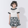 【綿100％/吸水速乾】レースフリルフレンチハートプリントクロップドTシャツ