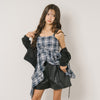 チェックヘムキャミワンピース