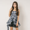 チェックヘムキャミワンピース