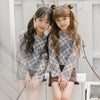 【セパレート3点セット】チェックシアートップス＋ギャザーキャミトップス＋フリルパンツ水着