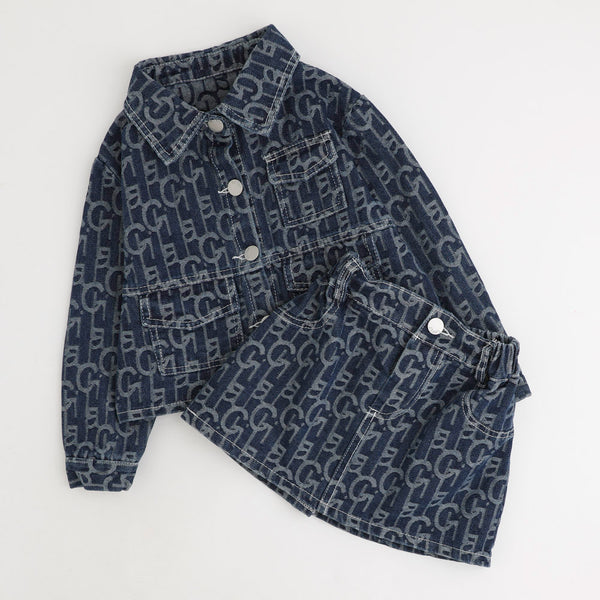 【2点セット】ロゴデニムジャケット＋台形スカート