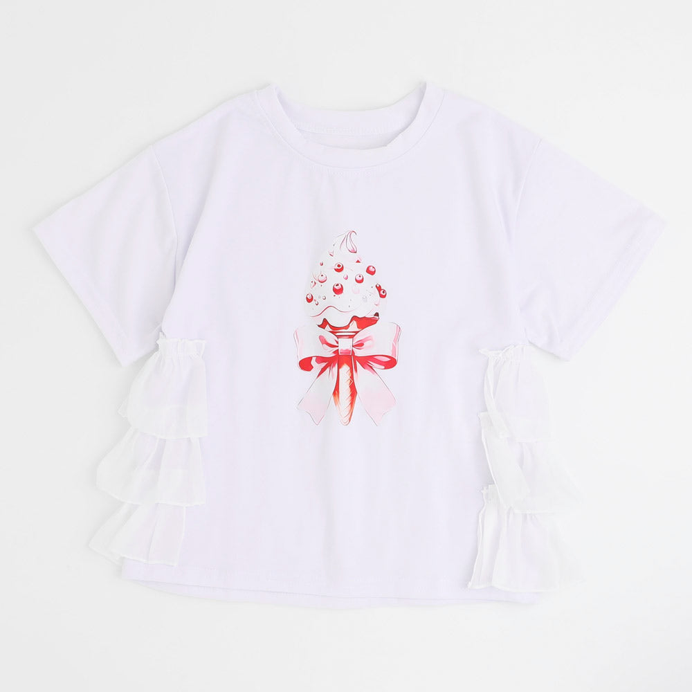 アイスロゴプリントバックフリルデザインTシャツ