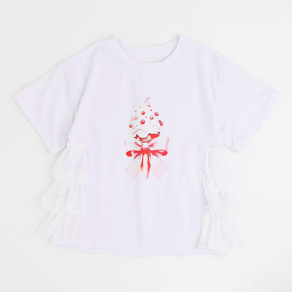 アイスロゴプリントバックフリルデザインTシャツ