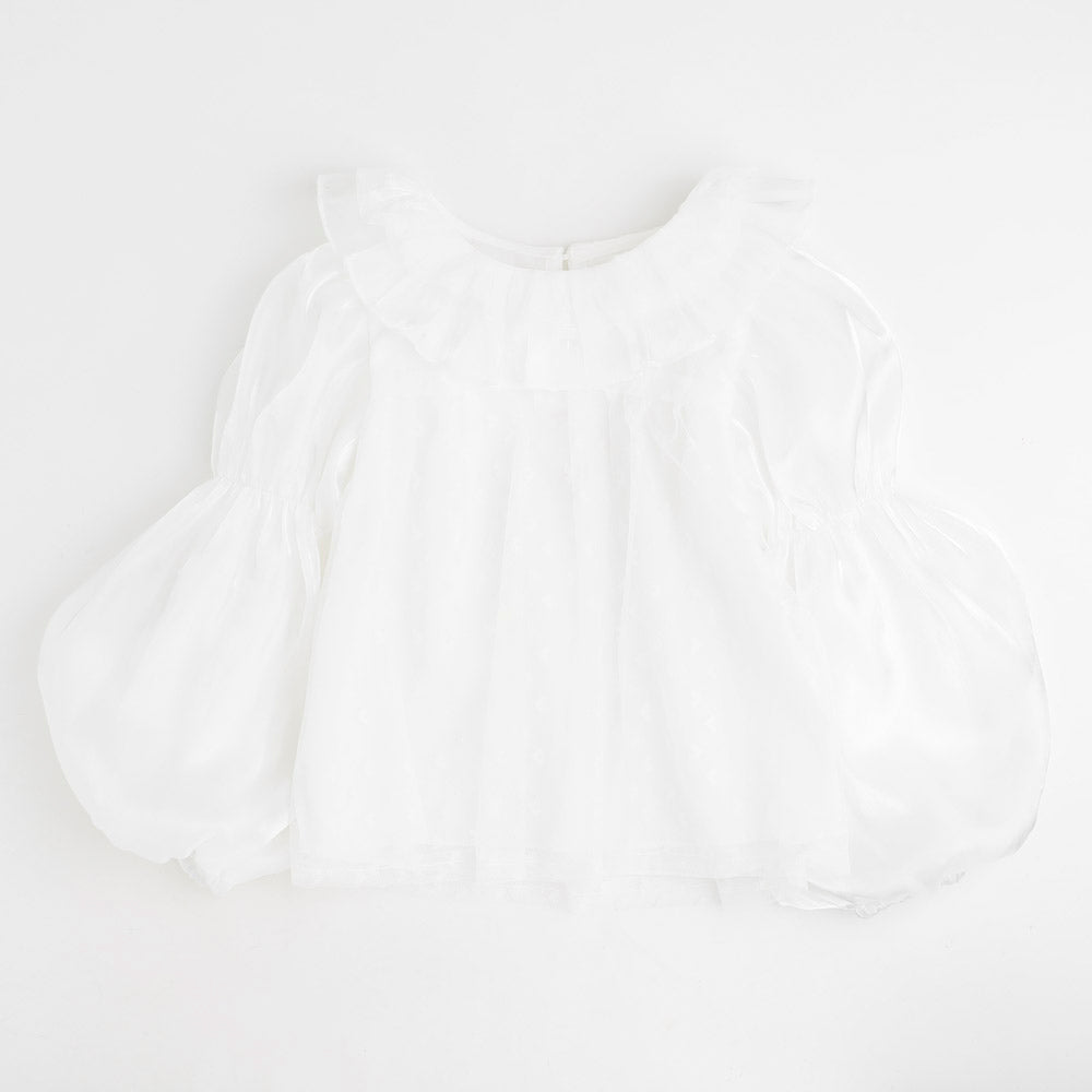 フリルカラーチュールドッキングブラウス