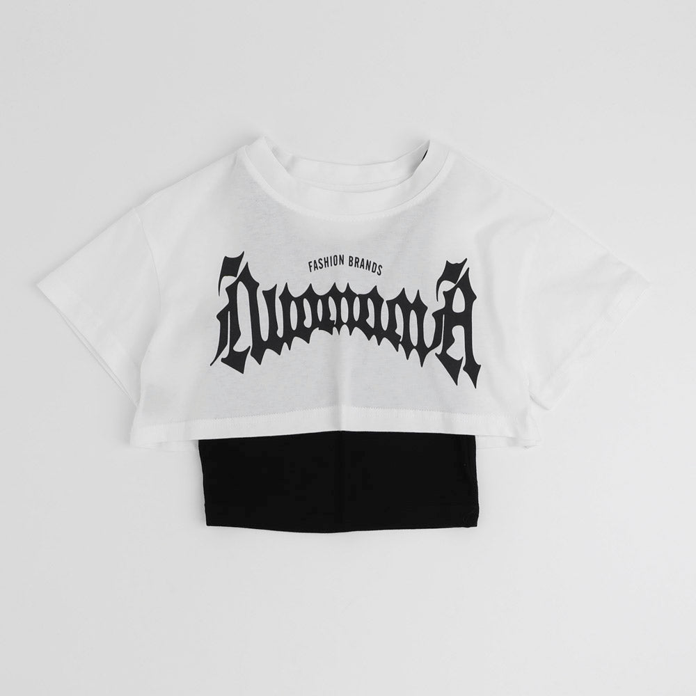 【2点セット】キャミ＋フロントロゴクロップドTシャツ