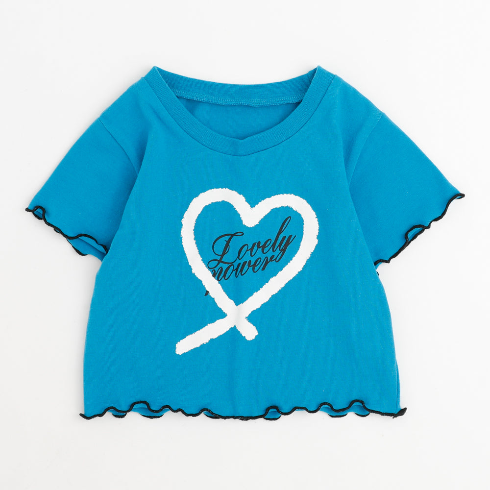 【吸水速乾】配色メロウスプレーハートプリントTシャツ