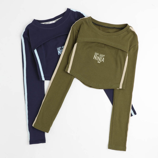 【2点セット】ショート丈トップス＋ロゴキャミソール