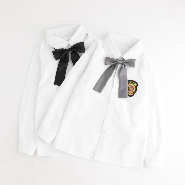 【取り外し可能リボンタイ付き】エンブレム付属シャツ