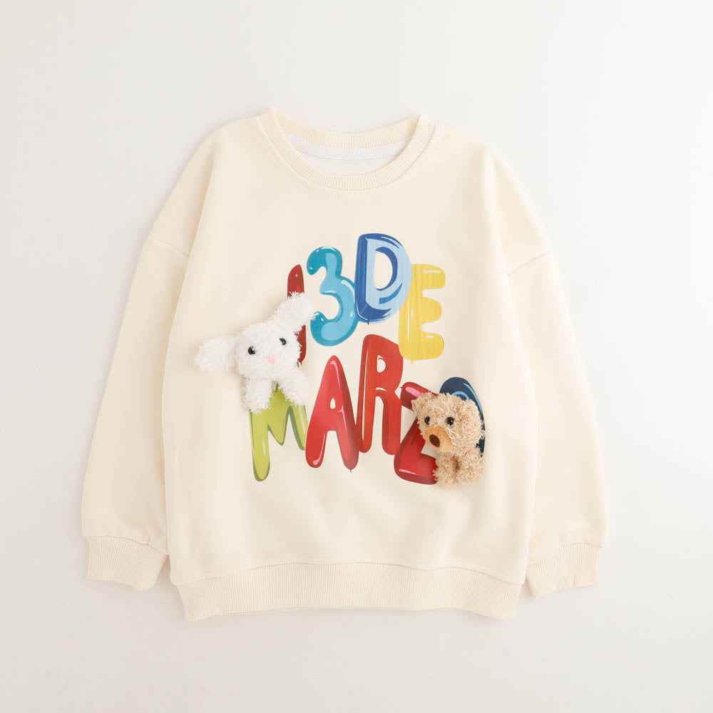 ぬいぐるみ付ロゴプリントトレーナー