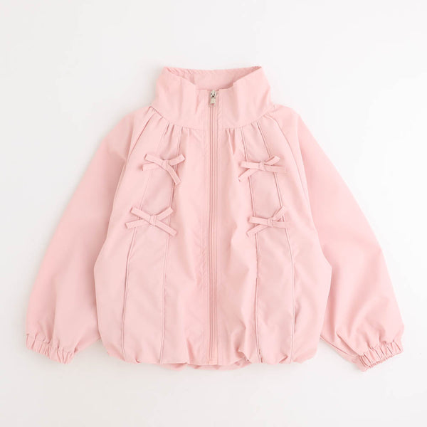 リボンデザインギャザーアノラックパーカー
