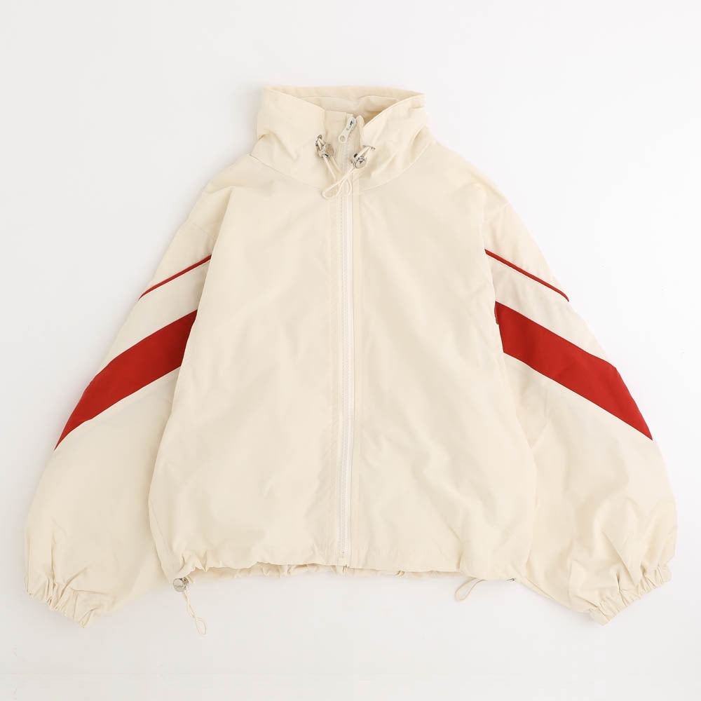 配色ラインドローコード付きアノラックパーカー