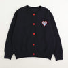 フロントワンポイントデザインハートボタンカーディガン