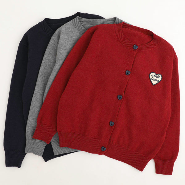 フロントワンポイントデザインハートボタンカーディガン