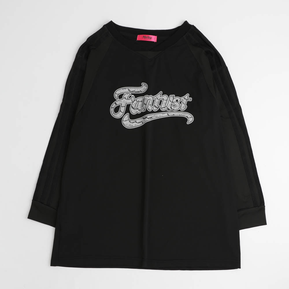 オーバーサイズVネックプリントトップス