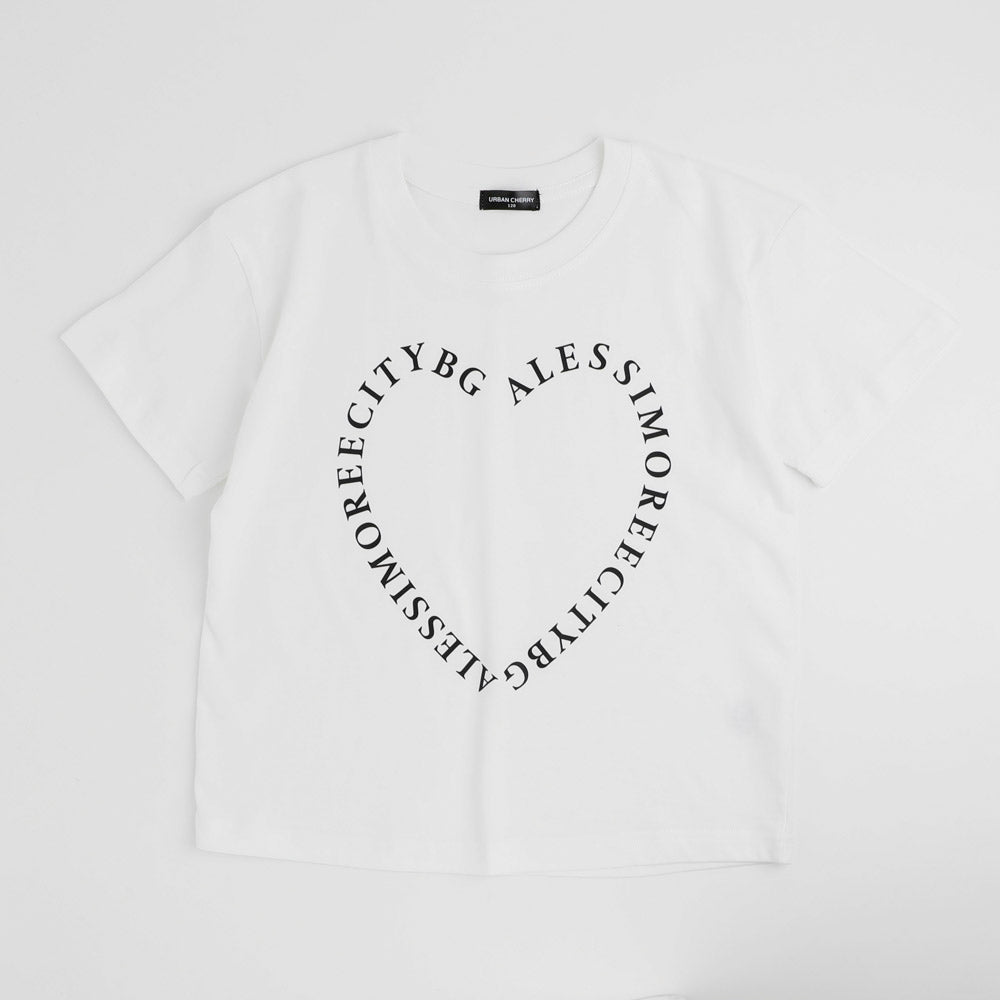 ハートレタリングプリントオーバーサイズTシャツ