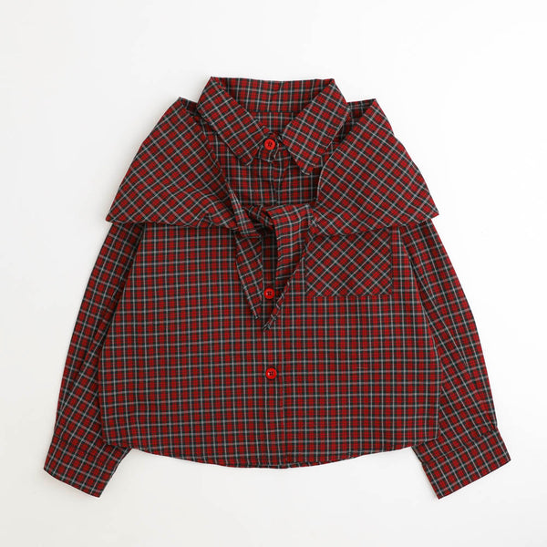 【2点セット】チェック柄カラー付きシャツ