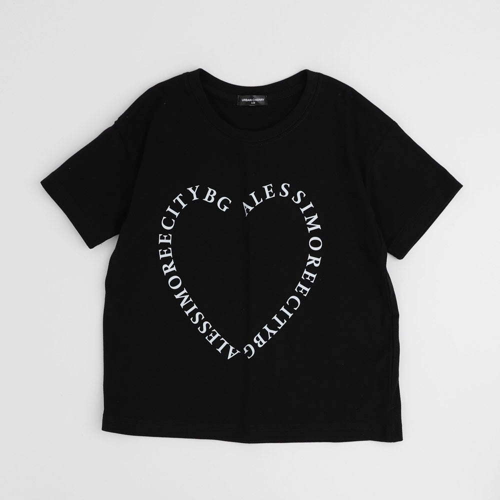 ハートレタリングプリントオーバーサイズTシャツ
