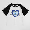 ハートプリントラグランオーバーサイズTシャツ