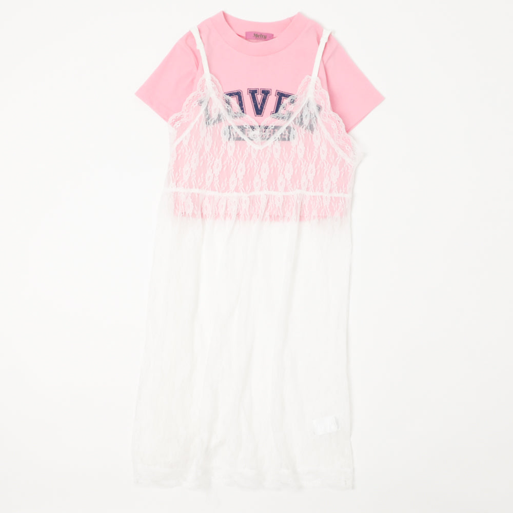 【MELTY BUNNY/メルティバニー】レースキャミワンピース+ロゴデザインちびTシャツ