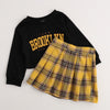 ロゴクロップドトレーナー＋チェックプリーツスカート