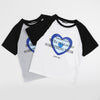 ハートプリントラグランオーバーサイズTシャツ