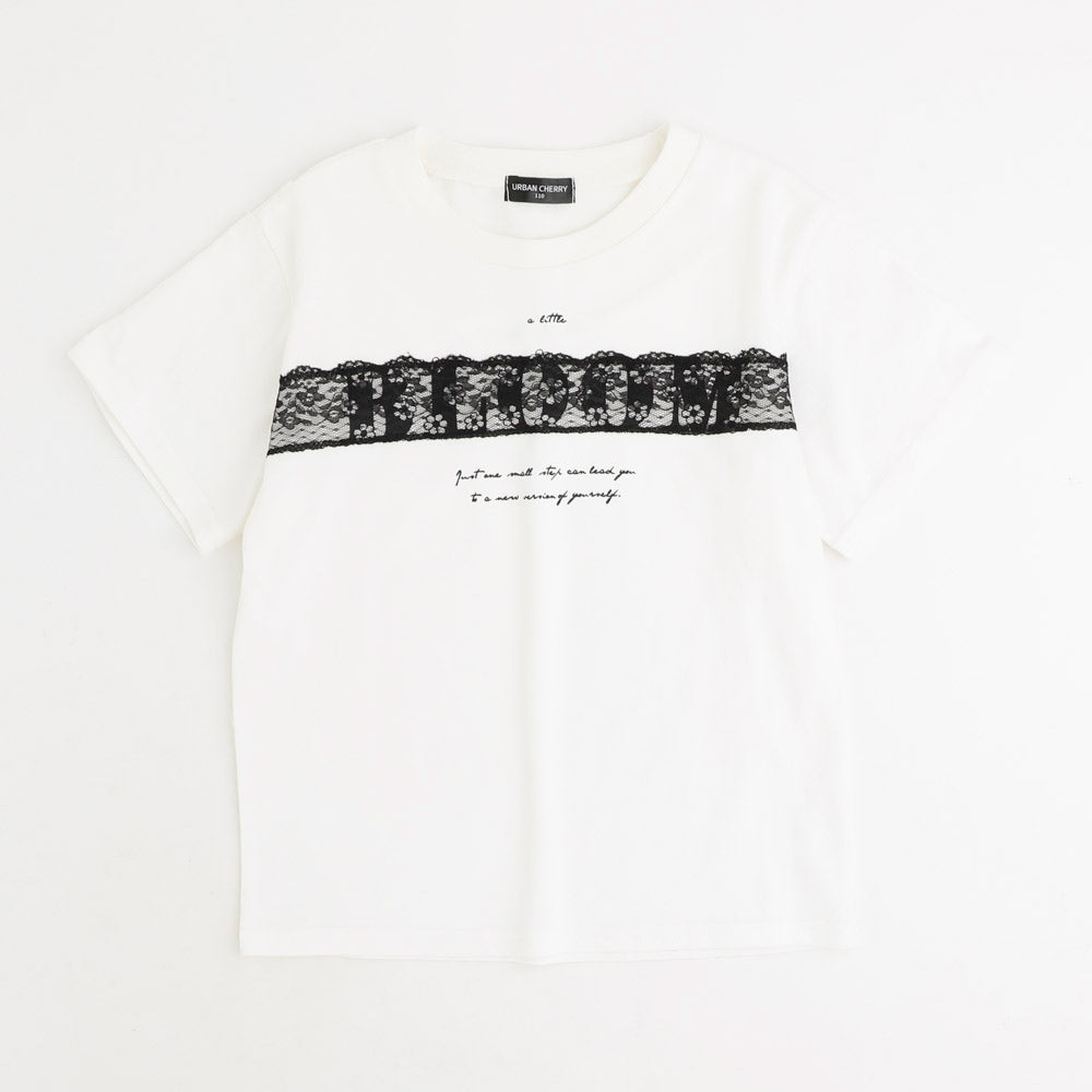 【綿100％/吸水速乾】フラワーロゴプリントレースTシャツ