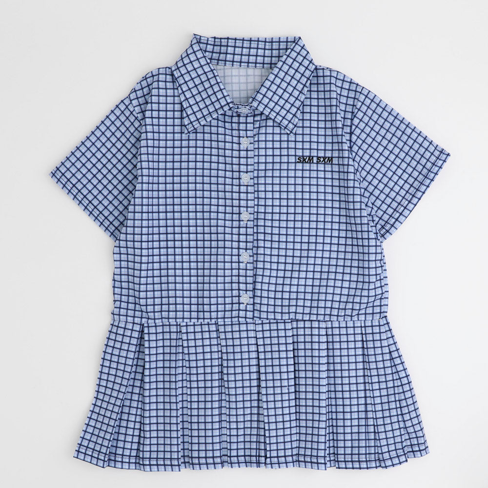 チェックシャツプリーツワンピース