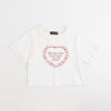【綿100％/吸水速乾】レースフリルフレンチハートプリントクロップドTシャツ