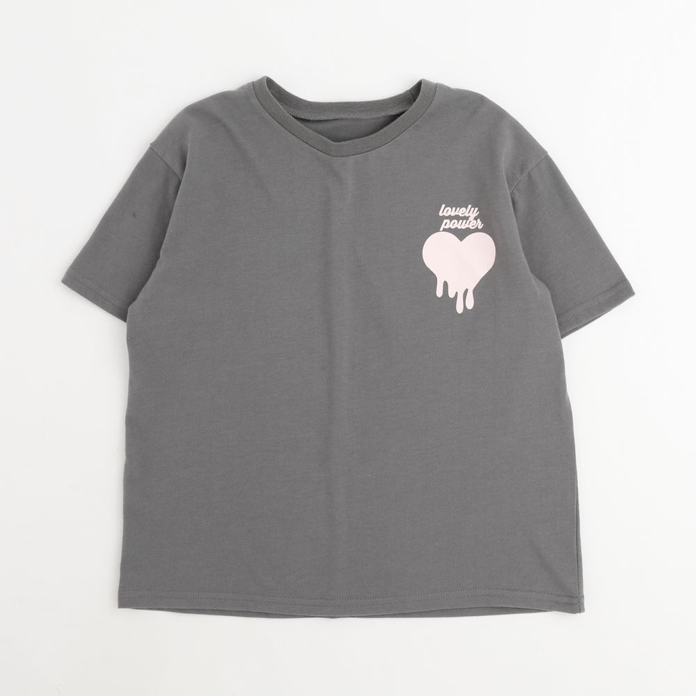 【吸水速乾】オーバーサイズハートロゴプリントTシャツ