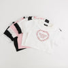 【綿100％/吸水速乾】レースフリルフレンチハートプリントクロップドTシャツ