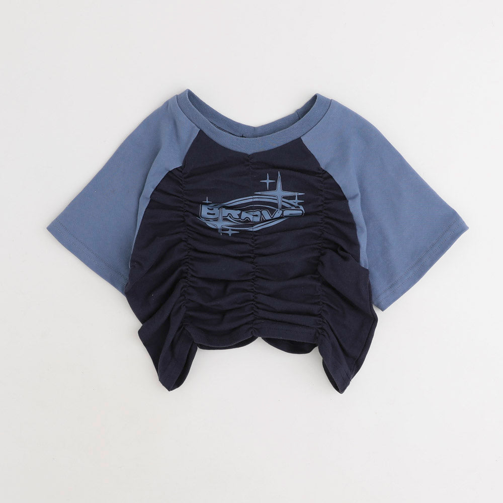 【綿100％/吸水速乾】プラネットロゴギャザーラグランTシャツ