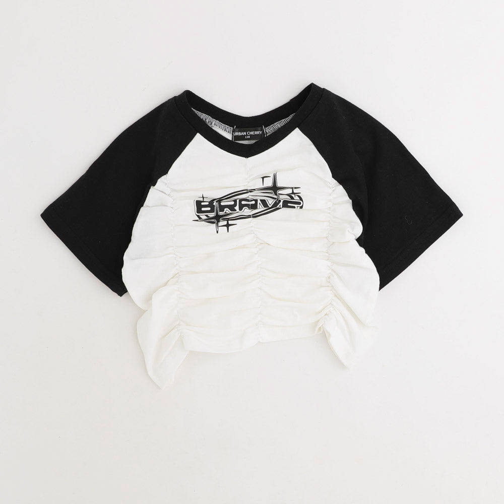 【綿100％/吸水速乾】プラネットロゴギャザーラグランTシャツ