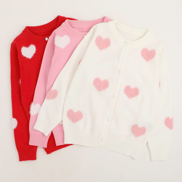 もこもこハートバイカラーニットカーディガン