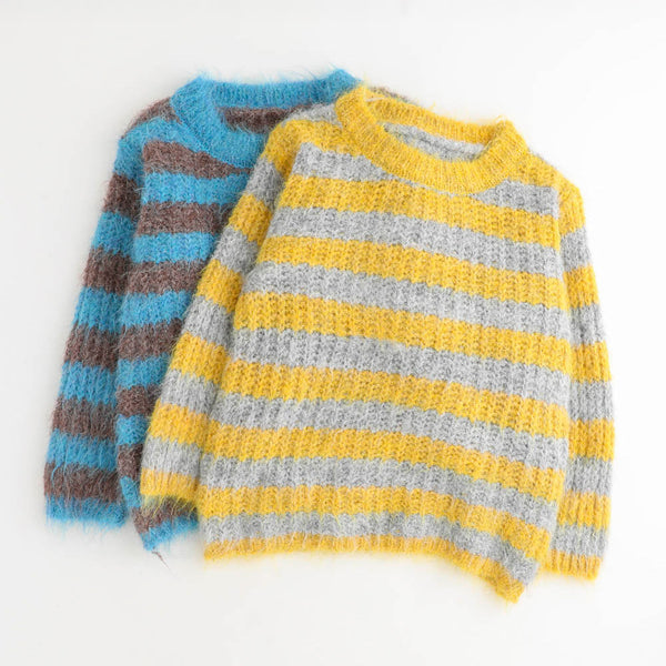 ボーダー配色ニット