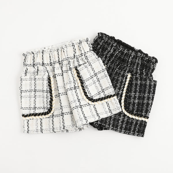 フロントポケットデザインツイードショートパンツ