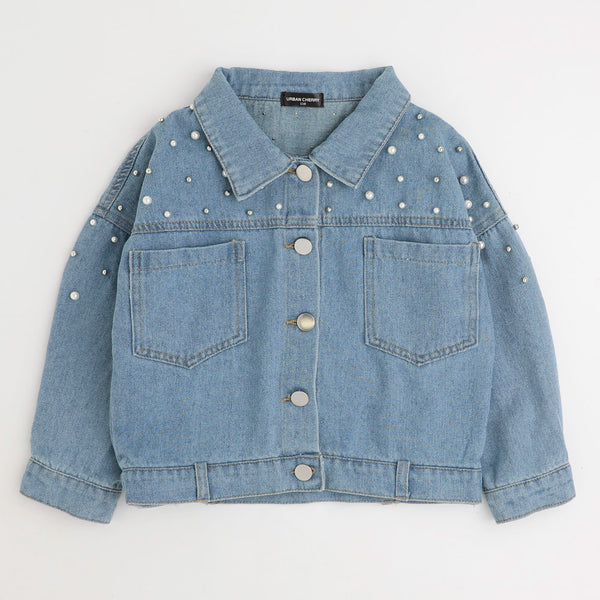 パールデザインデニムジャケット