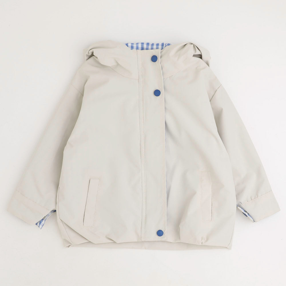 ギンガムチェックフード付きスプリングコート