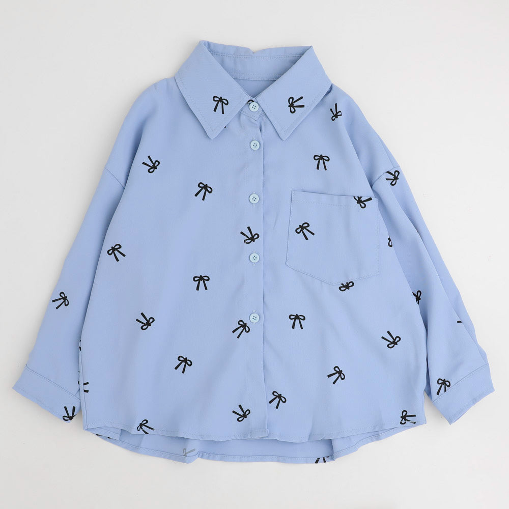 ミニリボンデザインカラーシャツ