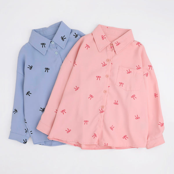 ミニリボンデザインカラーシャツ