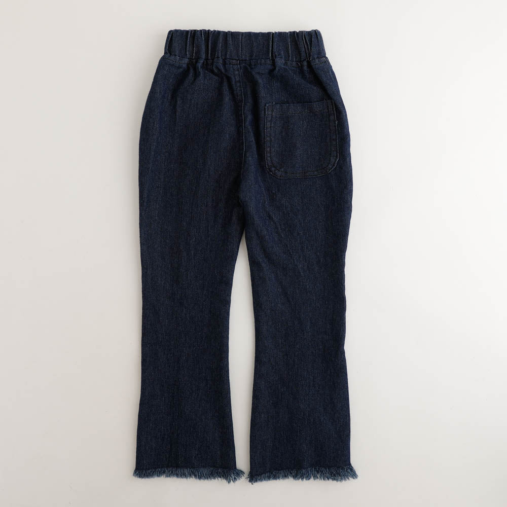 裾フリンジフロントリボンデニム