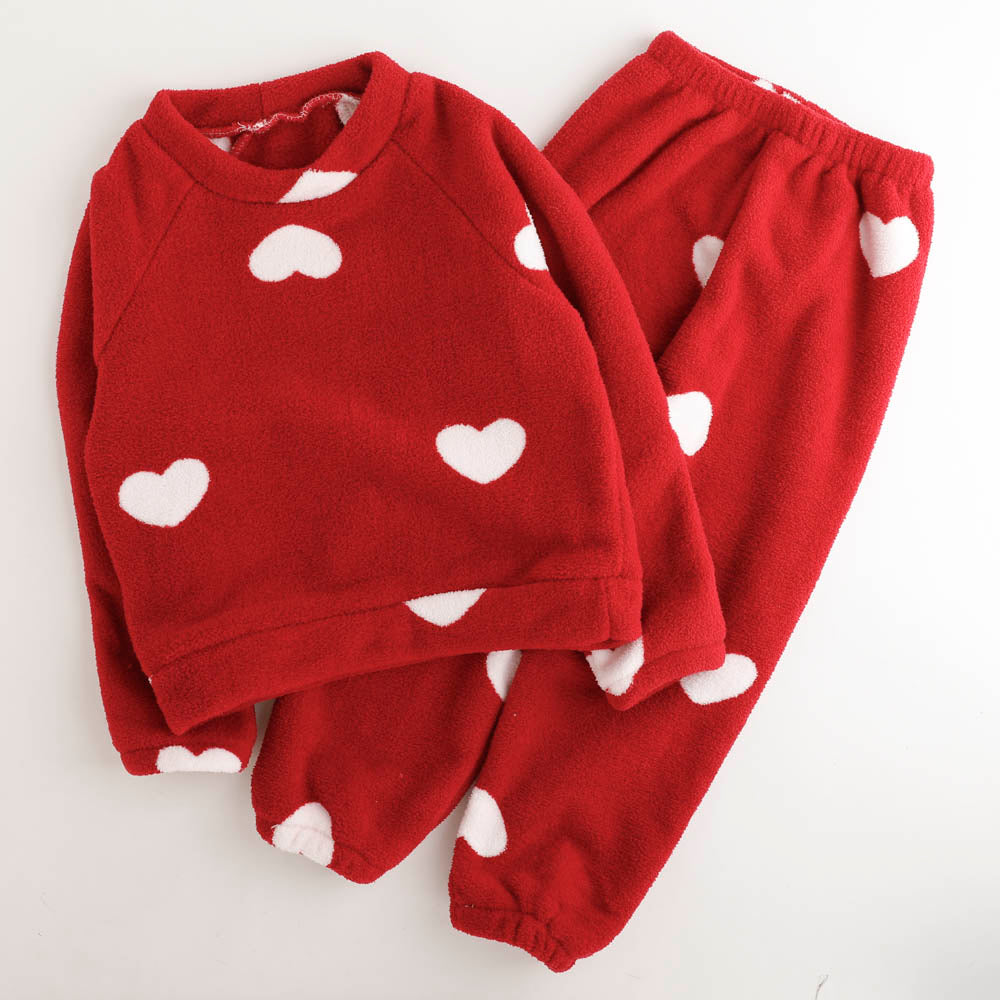 【2点セット】もこもこバイカラーハートルームウェアセット