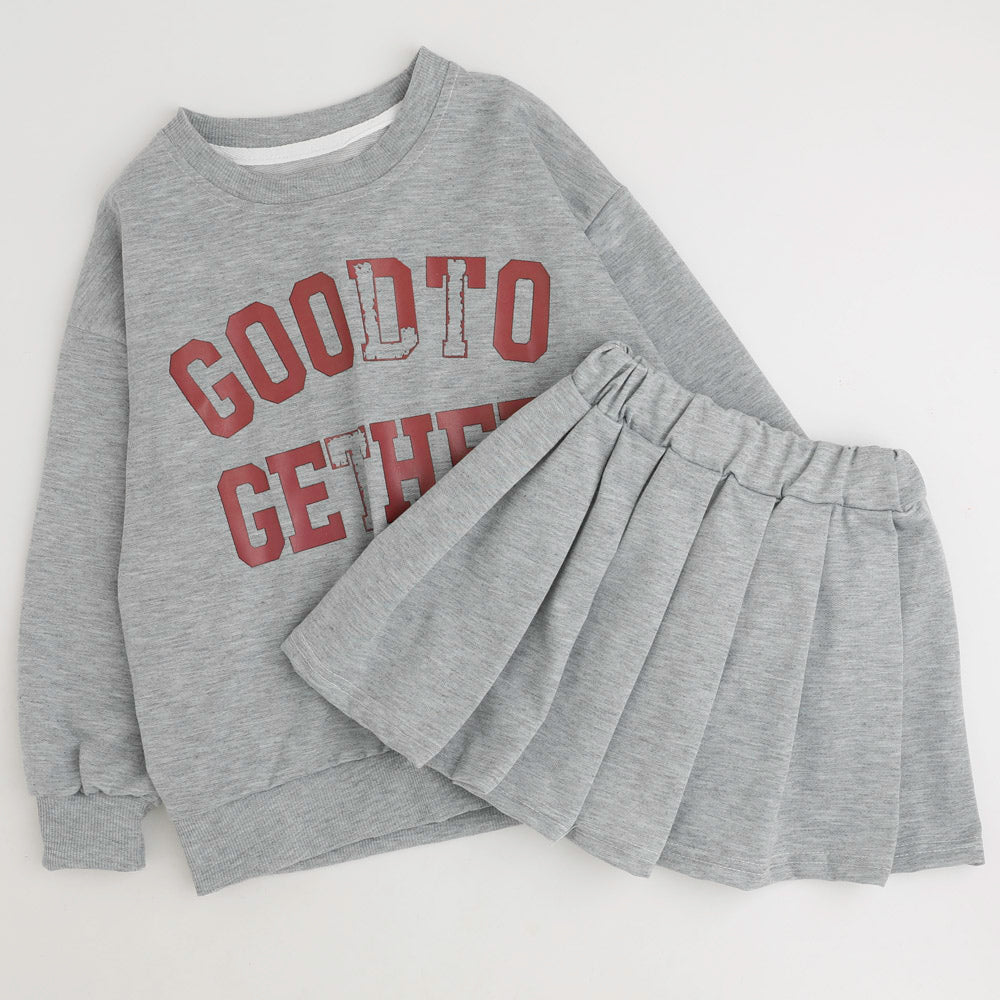 【2点セット】フロントロゴデザイントレーナー＋プリーツスカート