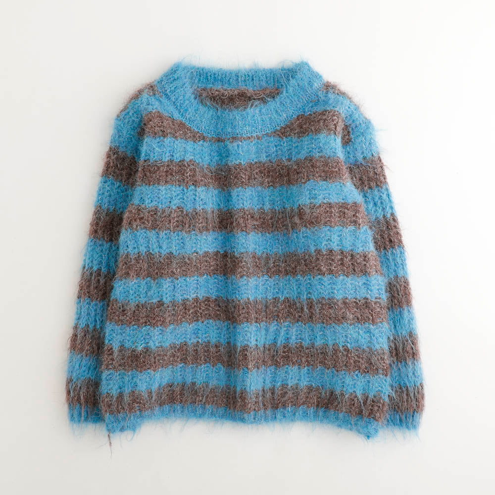 ボーダー配色ニット