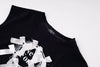 【2点セット】パールリボンフレンチスリーブTシャツ＋ティアードスカート