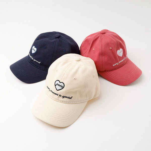 配色ミニハート刺繍キャップ