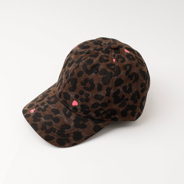 ミニハートデザインレオパードキャップ