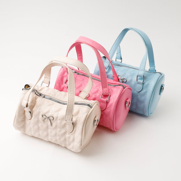 【2way】ハートキルティングミニドラムハンドバッグ