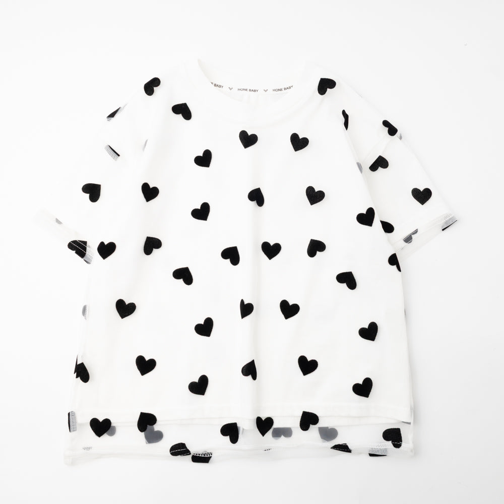 ハートチュールドッキングオーバーサイズトップス