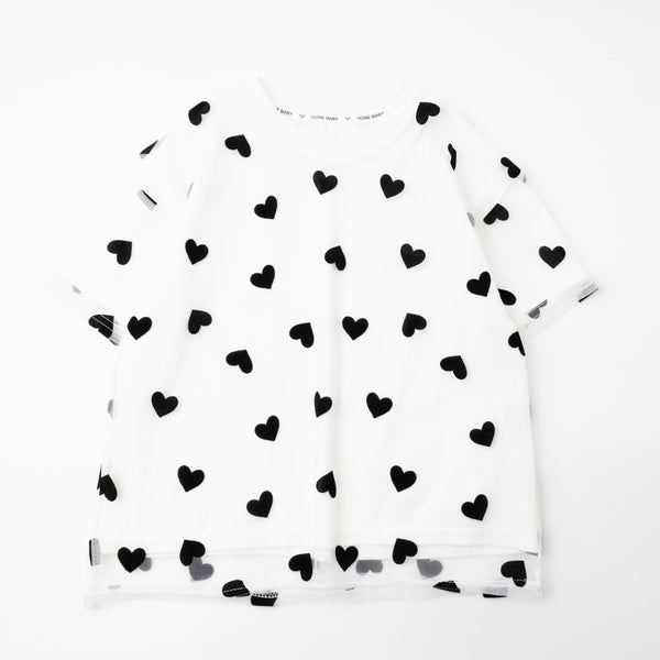 ハートチュールドッキングオーバーサイズトップス